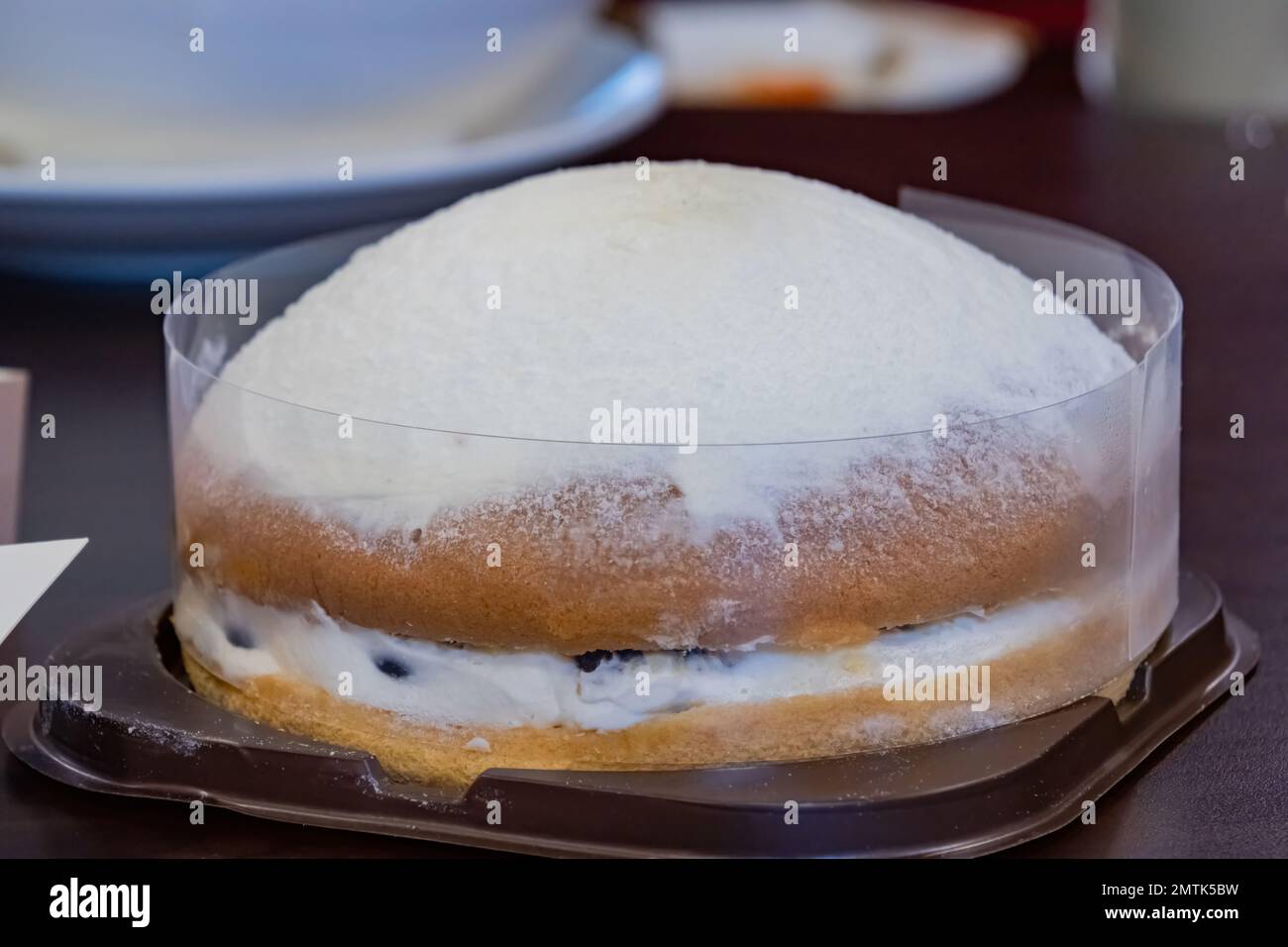Primo piano di torta alla crema a Taipei, Taiwan Foto Stock