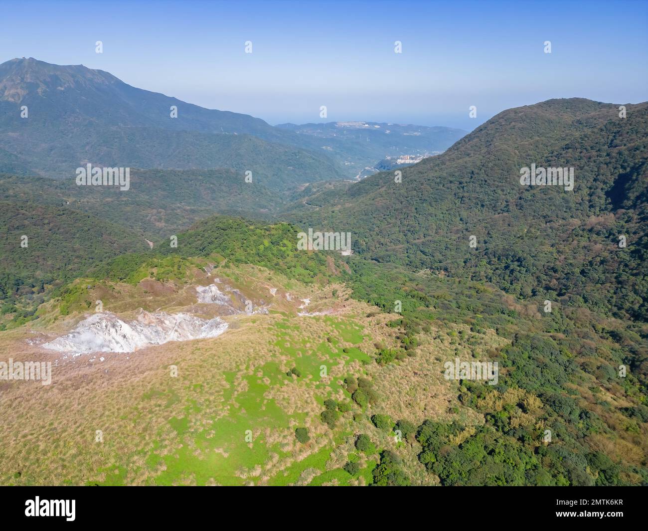 Vista aerea del paesaggio di Dayoukeng del Parco Nazionale di Yangmingshan a Taipei, Taiwan Foto Stock