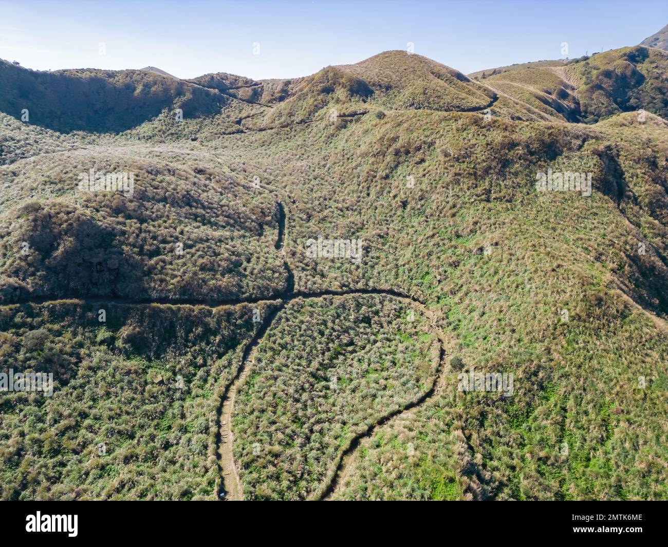 Vista aerea del paesaggio del Parco Nazionale di Yangmingshan a Taipei, Taiwan Foto Stock