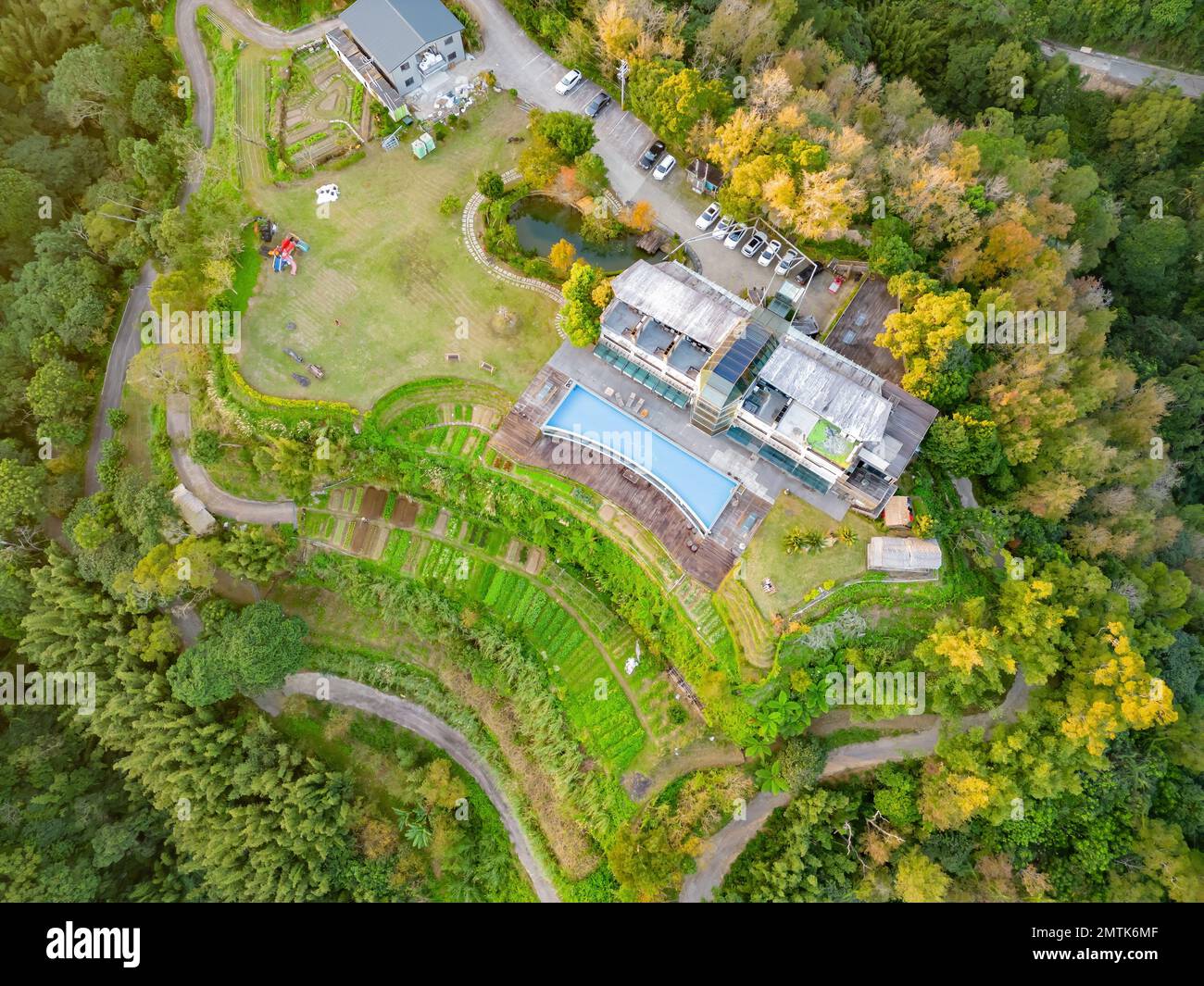 Veduta aerea del paesaggio della zona di Toucheng Township a Taiwan Foto Stock