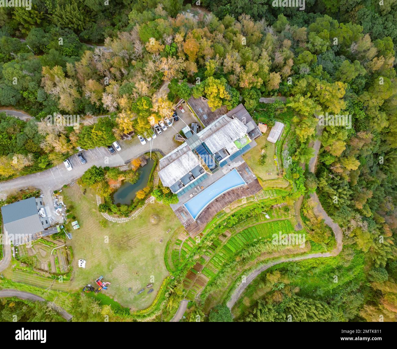 Veduta aerea del paesaggio della zona di Toucheng Township a Taiwan Foto Stock