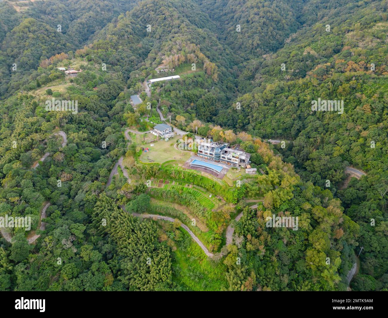 Veduta aerea del paesaggio della zona di Toucheng Township a Taiwan Foto Stock