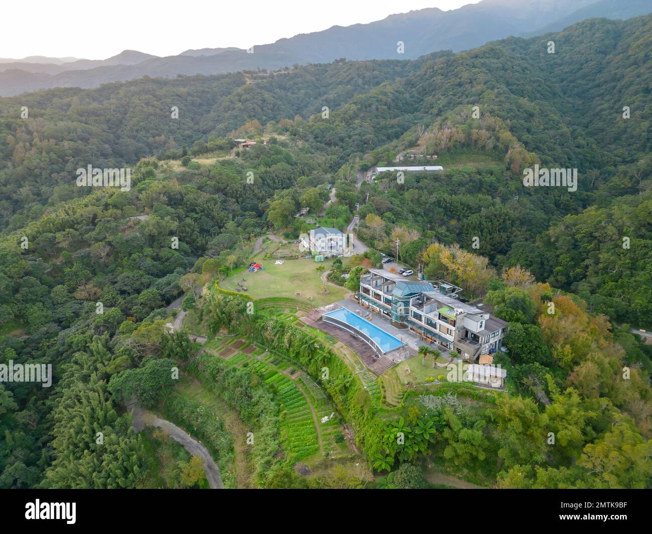 Veduta aerea del paesaggio della zona di Toucheng Township a Taiwan Foto Stock