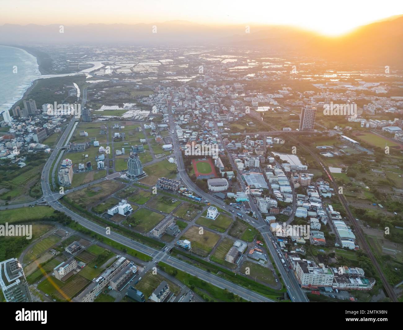 Veduta aerea del paesaggio della zona di Toucheng Township a Taiwan Foto Stock