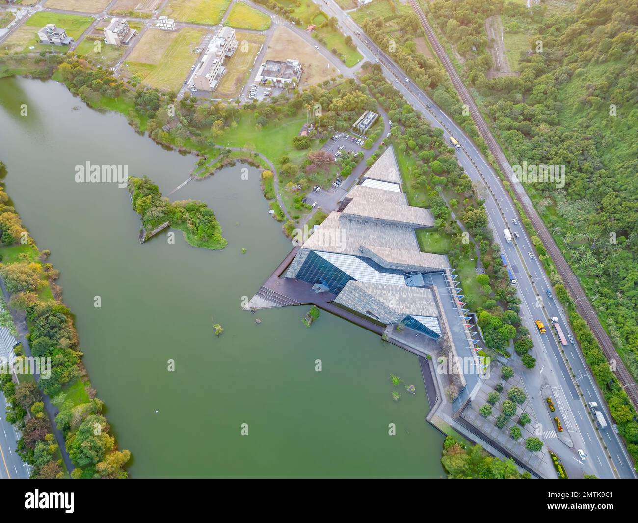 Veduta aerea del paesaggio della zona di Toucheng Township a Taiwan Foto Stock