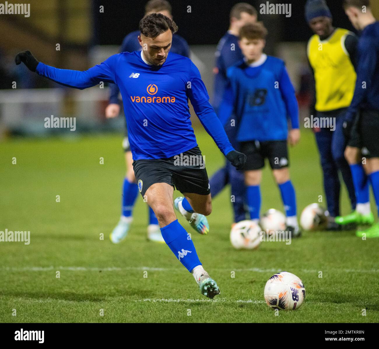 Chester, Cheshire, Inghilterra. 31th gennaio 2023. Chester's Kurt Willoughby, riscaldamento durante il Chester Football Club V Alfreton Town Football Club al Deva Stadium, nella National League North (Credit Image: ©Cody Froggatt) Foto Stock