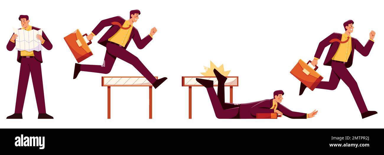 Uomo d'affari che corre saltando in discesa cercando Illustrazione Vettoriale