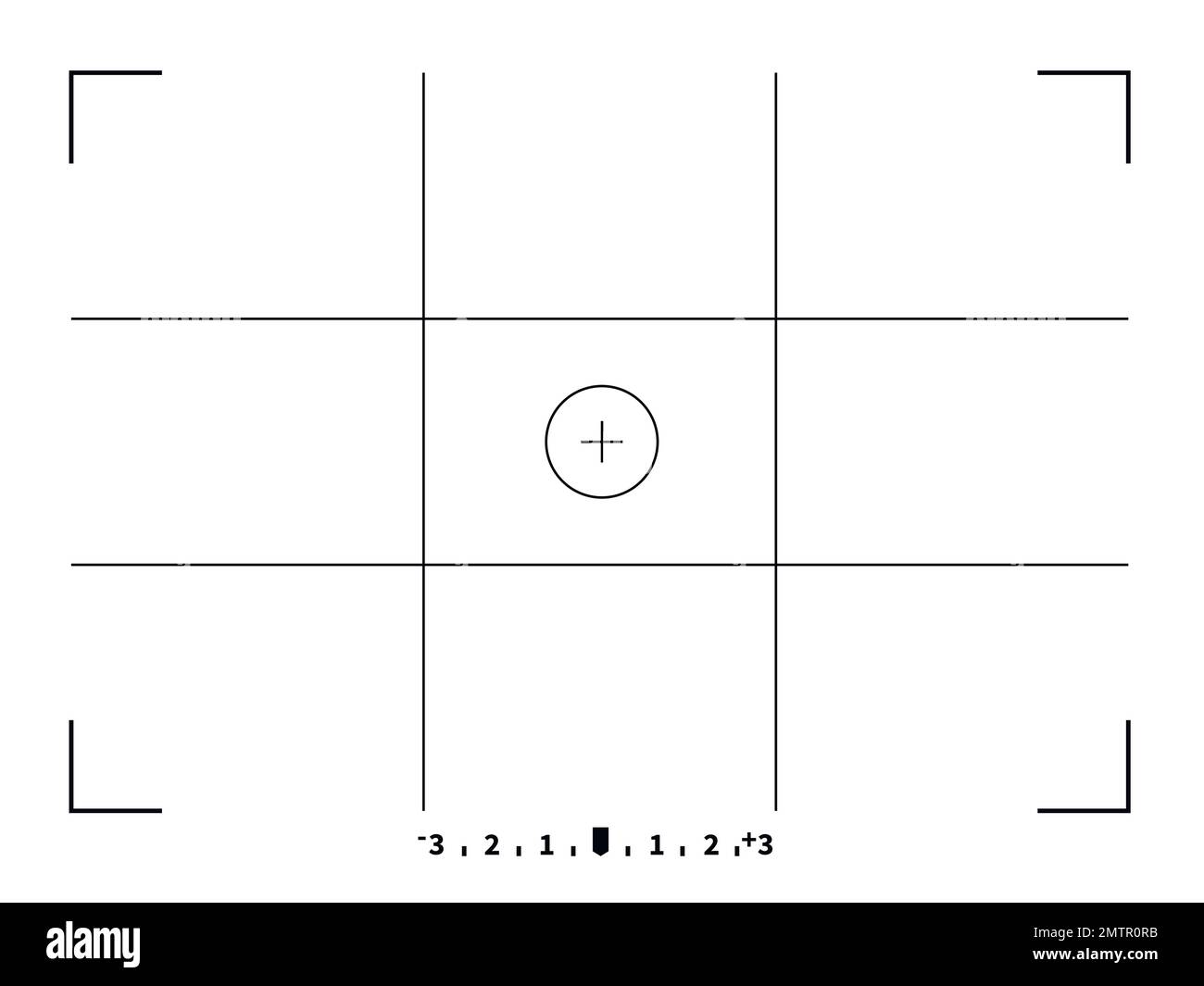 Modello mirino con cornice di messa a fuoco per fotocamera fotografica. Moderno display digitale a griglia. Illustrazione vettoriale su sfondo chiaro. Illustrazione Vettoriale
