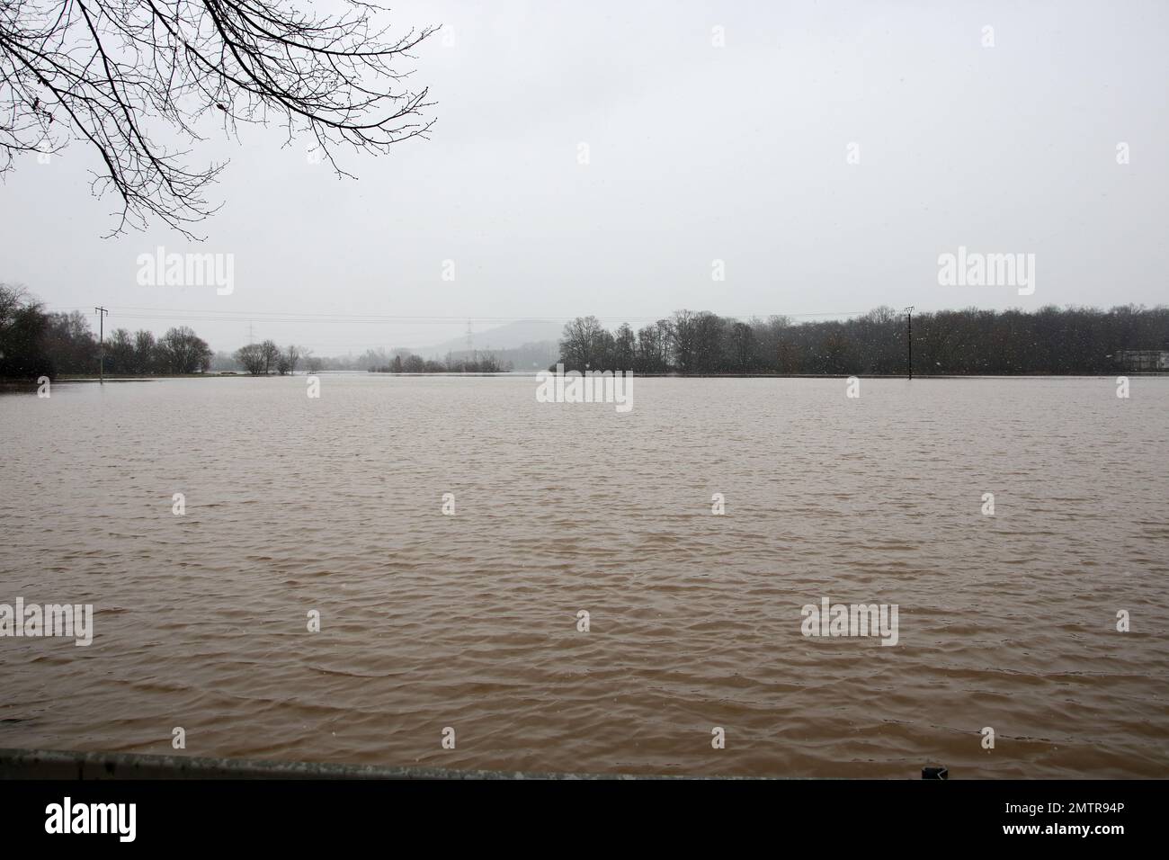 alluvione in germania hessen Foto Stock