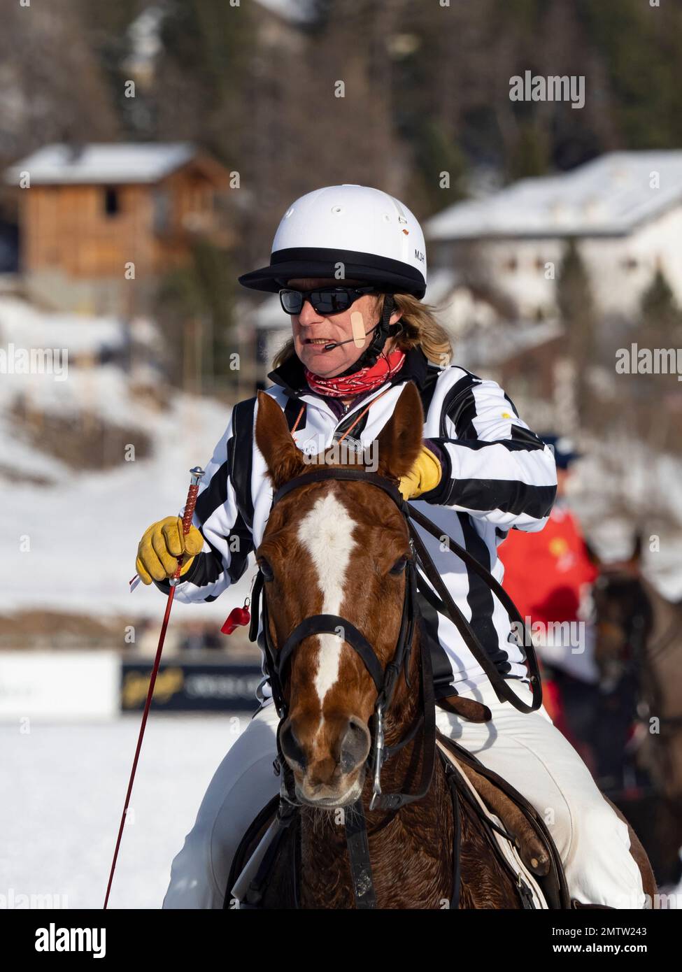 St Moritz - 29 gennaio 2023: Azioni di gioco alla finale della Coppa del mondo di Snow Polo St.Moritz 2023 Foto Stock