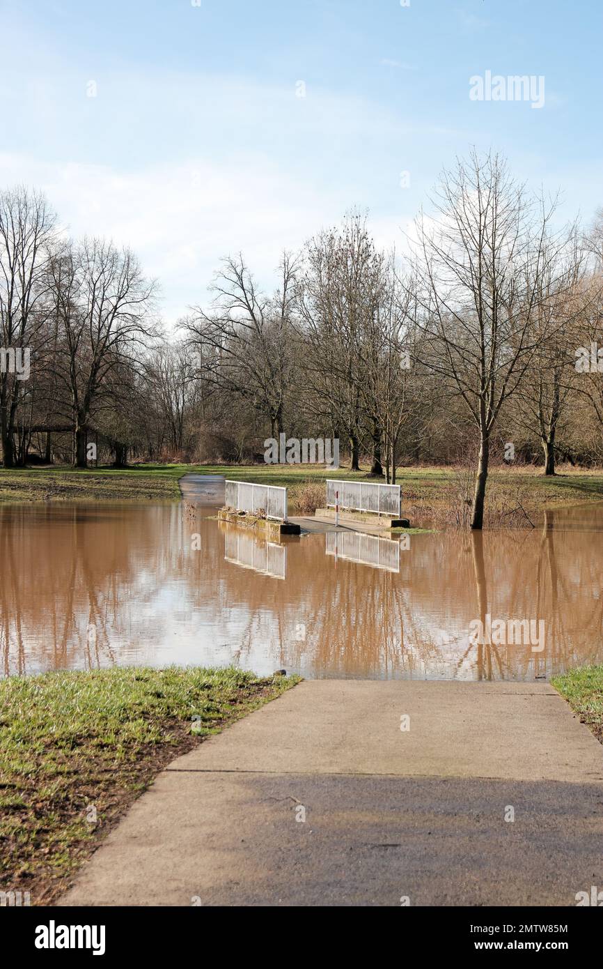 alluvione in germania hessen Foto Stock