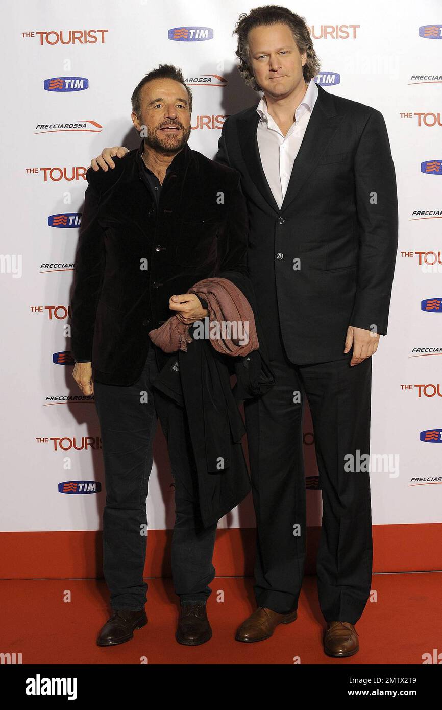 Christian De Sica e Florian Henckel von Donnersmarck alla prima di 'The Tourist' a Roma. 12/15/10. Foto Stock
