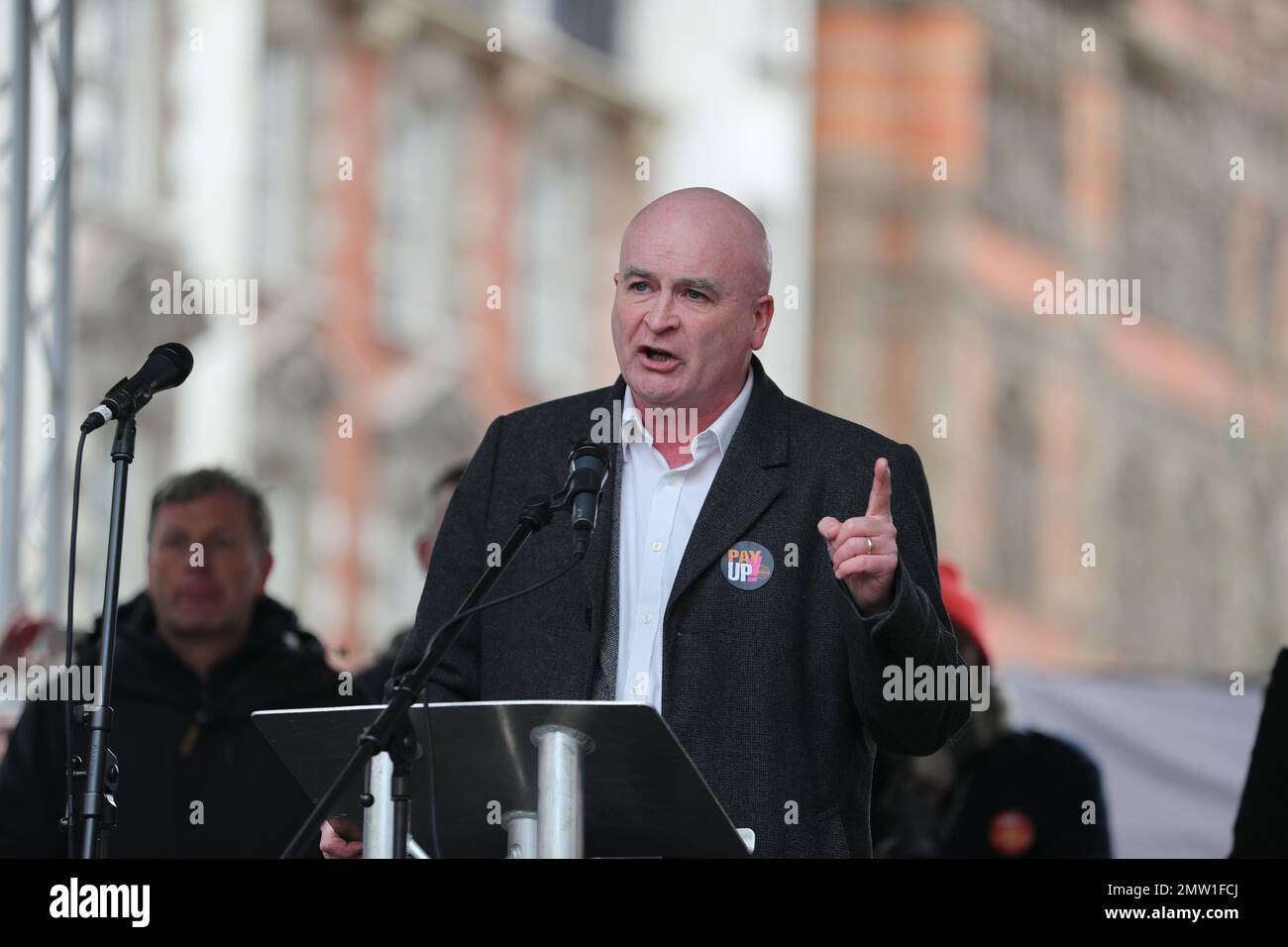 LONDRA, 1st febbraio 2023, 40.000 membri sindacali di spordio marciano attraverso Londra per protestare su retribuzione, condizioni di lavoro e finanziamenti. Foto Stock