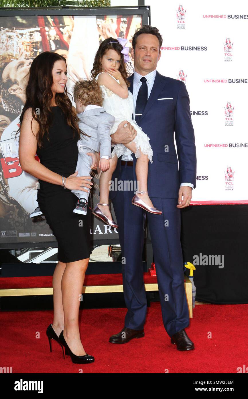 Vince Vaugh, moglie Kyla Weber, figlia Locklyn Vaughn e figlio Vernon Vaugh alla sua Star Ceremony sulla Hollywood Walk of Fame. Los Angeles, California. 4th marzo 2015. Foto Stock