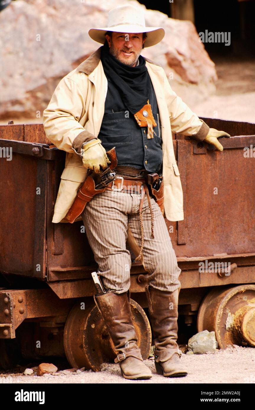 Rievocazione di Old West Gunfight Foto Stock