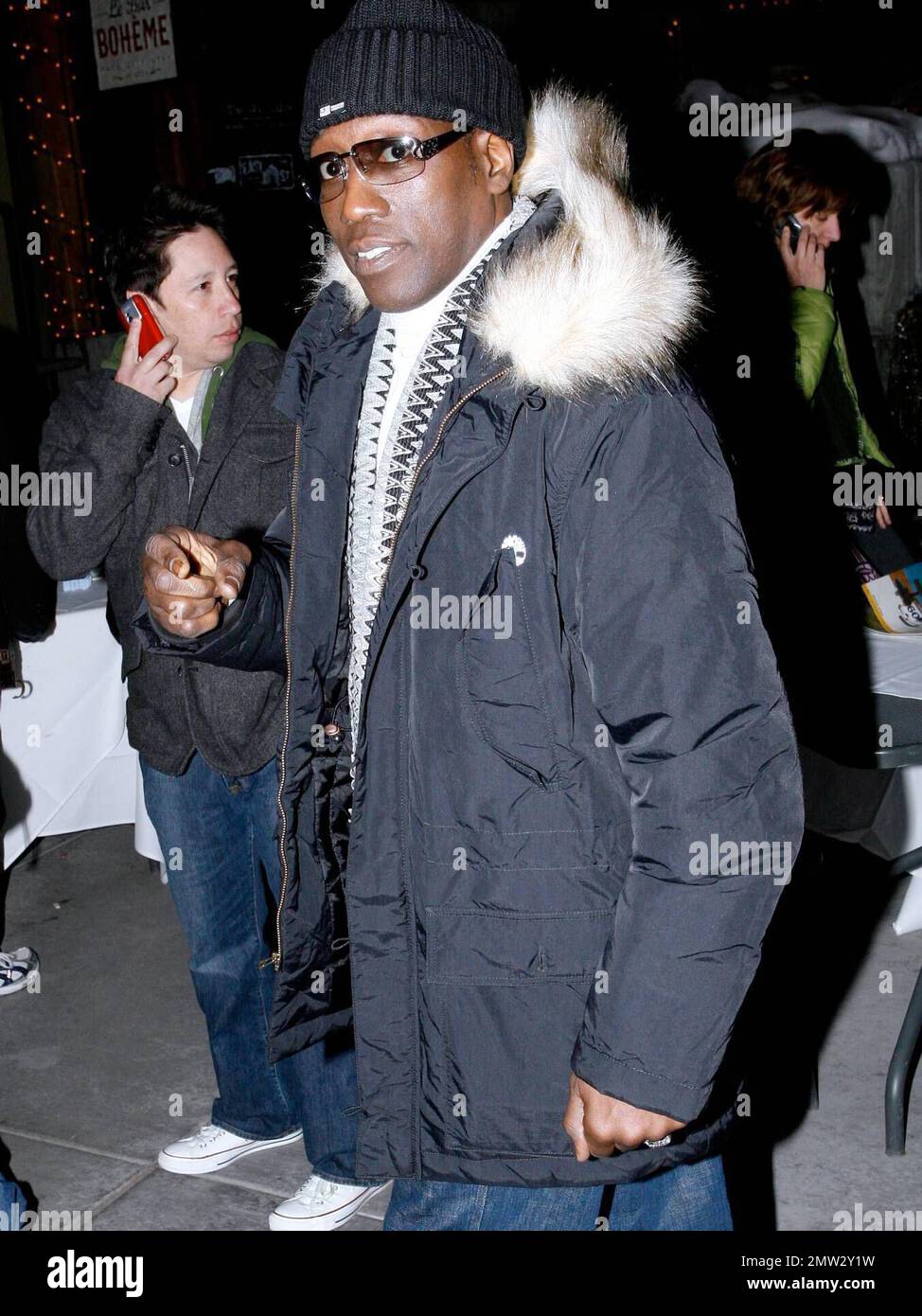 Esclusivo!! Wesley Snipes si dirige a cena dopo la prima del suo nuovo film 'Brooklyn's Finest' al Sundance Film Festival. Park City, Utah. 1/16/09. Foto Stock