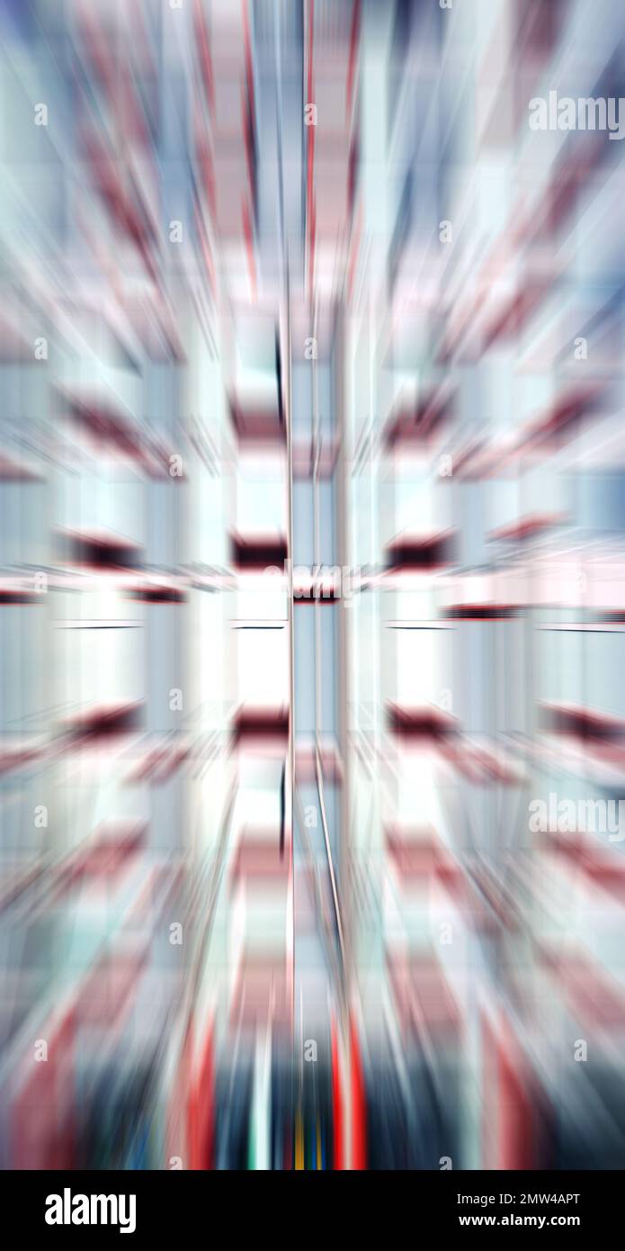 Movimento sfocato facciata edificio ufficio, sfondo astratto. Foto Stock