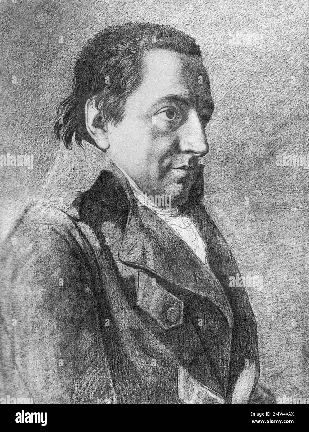 Johann Fichte. Ritratto del filosofo tedesco, Johann Gottlieb Fichte (1762-1814) di Friedrich Bury, disegno, 1801 Foto Stock