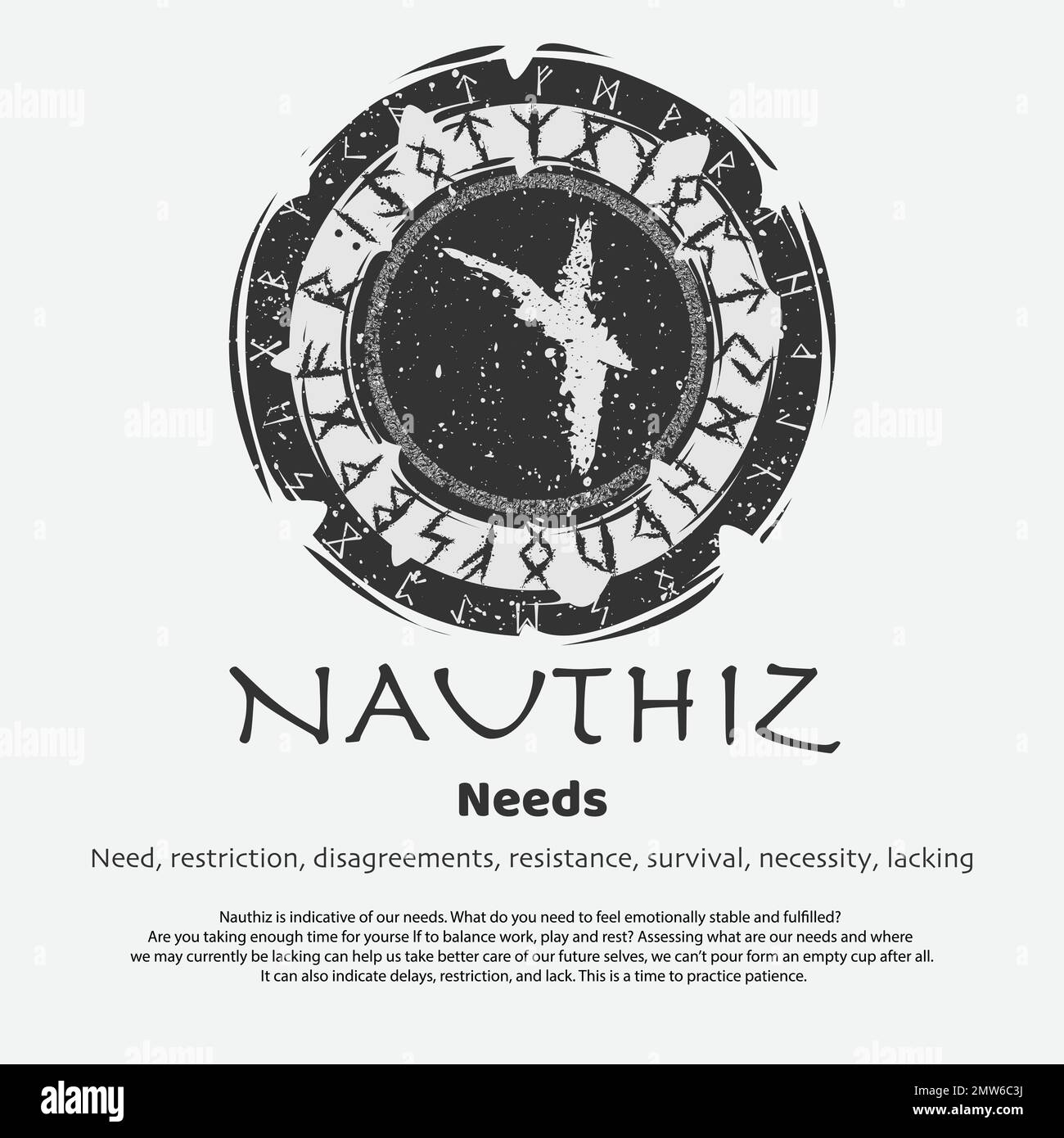 Viking Nauthiz rune scuro scudo cerchio Illustrazione Vettoriale