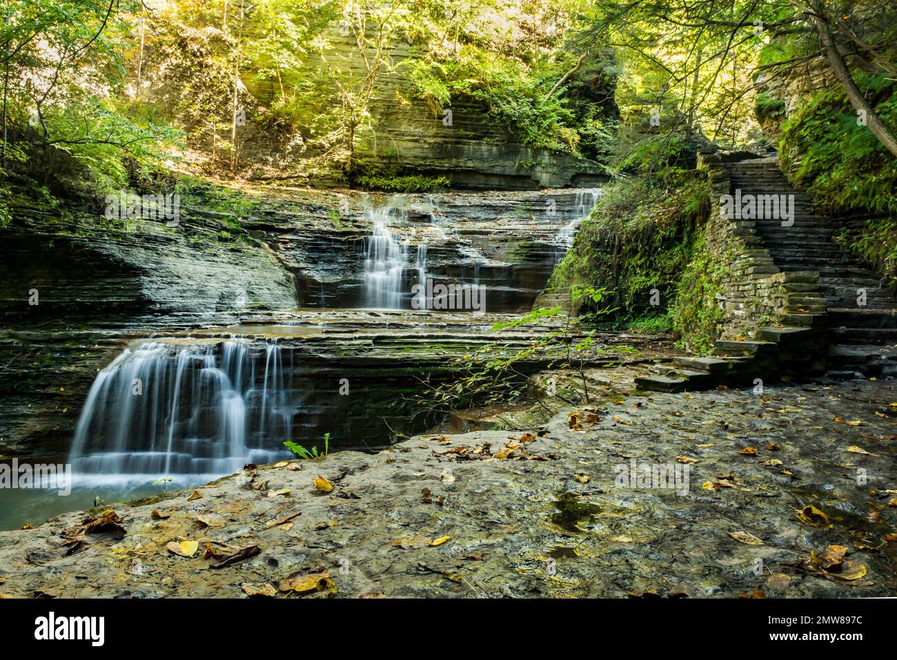 Gorge Trail presso il Buttermilk Falls state Park Foto Stock