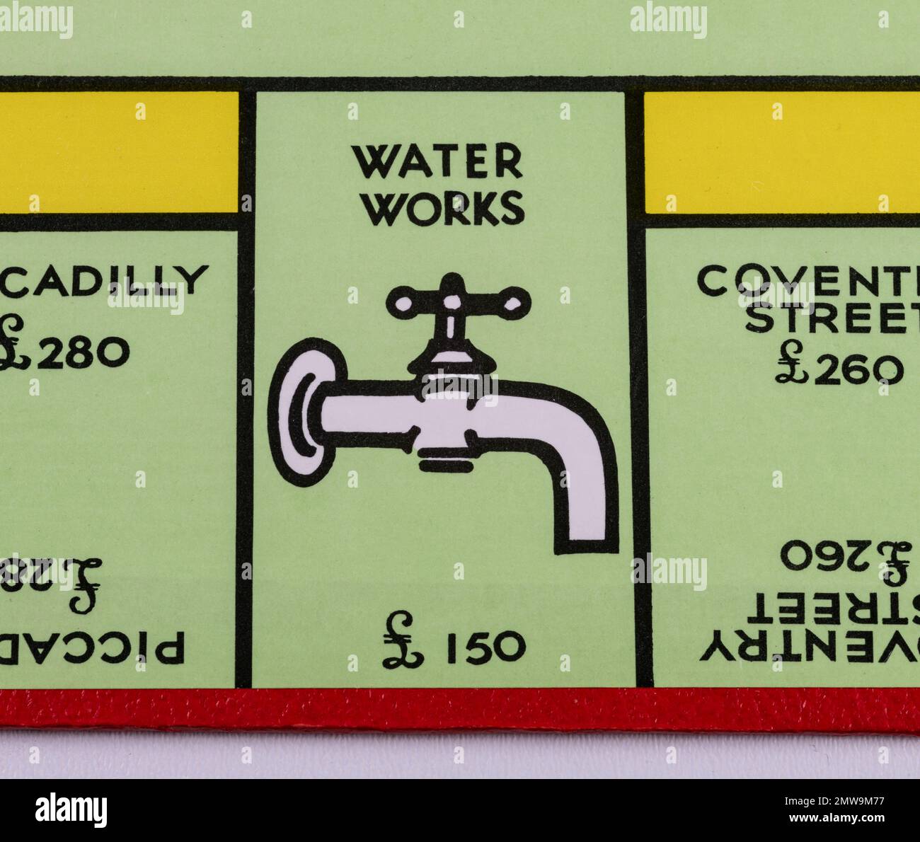 Water Works Square sul Monopoly Board del Regno Unito Foto Stock Water Works Square sul Monopoly Board del Regno Unito Foto Stock