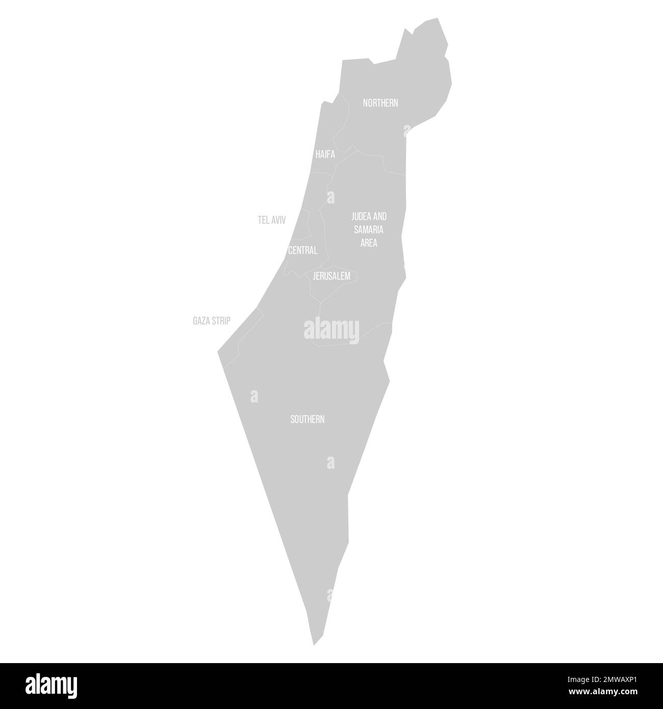 Israele mappa politica delle divisioni amministrative Illustrazione Vettoriale