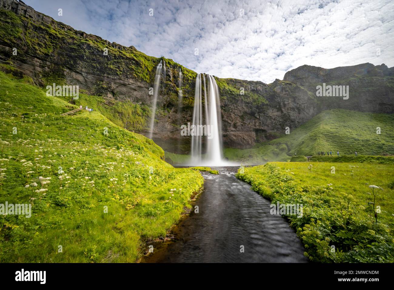 Seljalandsfoss, esposizione lunga, Islanda Foto Stock