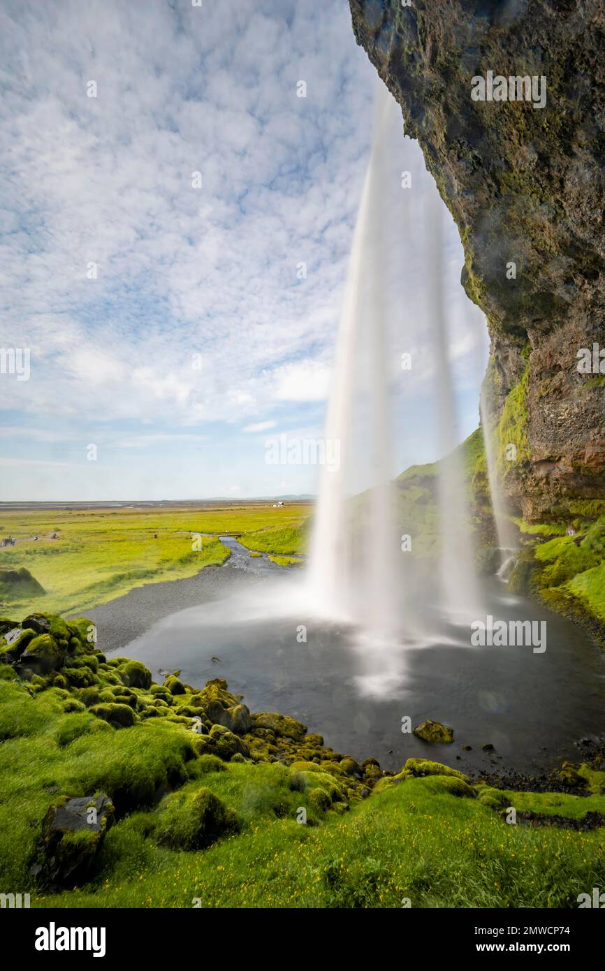 Seljalandsfoss, esposizione lunga, Islanda Foto Stock