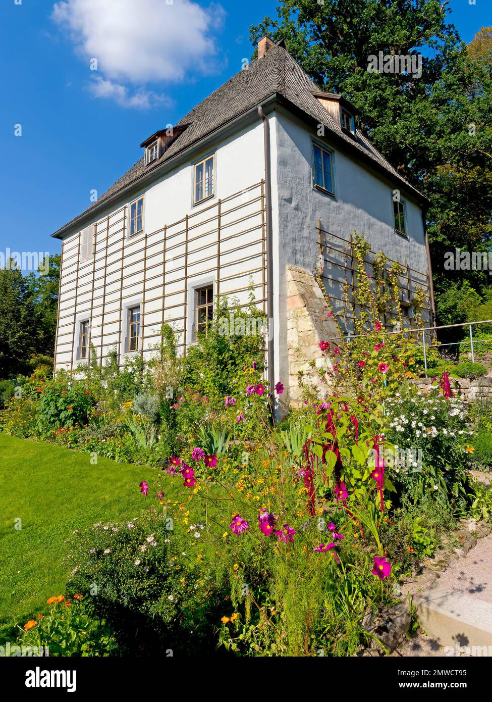 Goethe's Garden House nel Parco sull'ILM, patrimonio dell'umanità dell'UNESCO, Weimar, Turingia, Germania Foto Stock