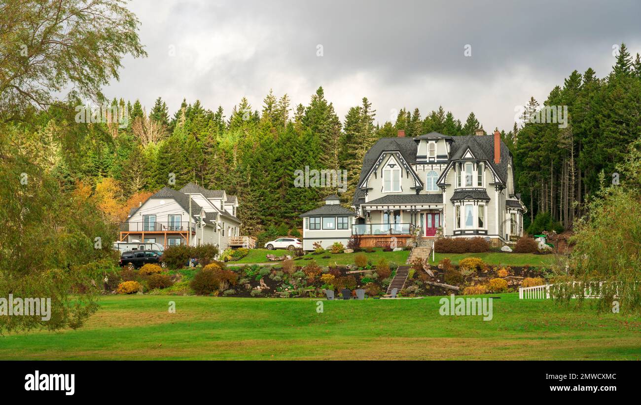 Una casa dei due punti in St. Martins, New Brunswick, canada. Foto Stock