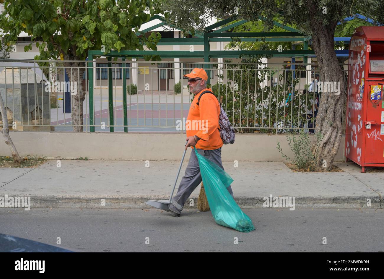 Street Sweeper, Rethymno, Creta, Grecia Foto Stock