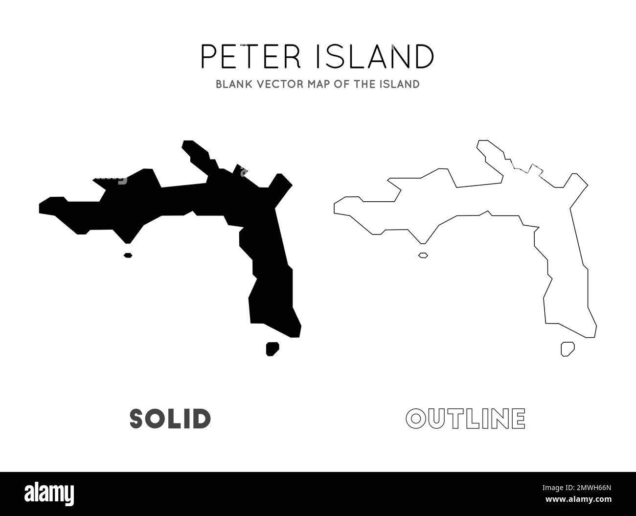 Mappa di Peter Island. Confini di Peter Island per la vostra infografica. Illustrazione vettoriale. Illustrazione Vettoriale