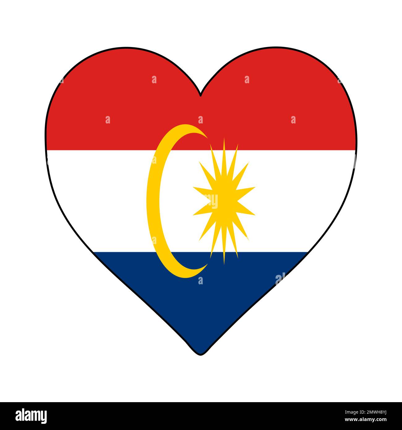 Labuan Heart Shape Flag. Amore Labuan. Stato in Malesia. Visita la Malesia. Disegno grafico dell'illustrazione vettoriale. Illustrazione Vettoriale