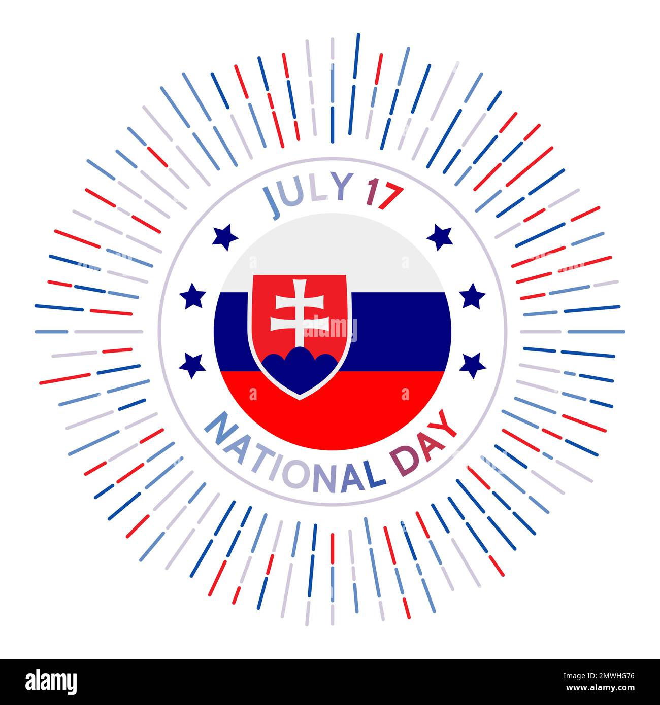 Badge nazionale della Slovacchia. Dichiarazione di indipendenza nel 1992. Celebrato il 17 luglio. Illustrazione Vettoriale