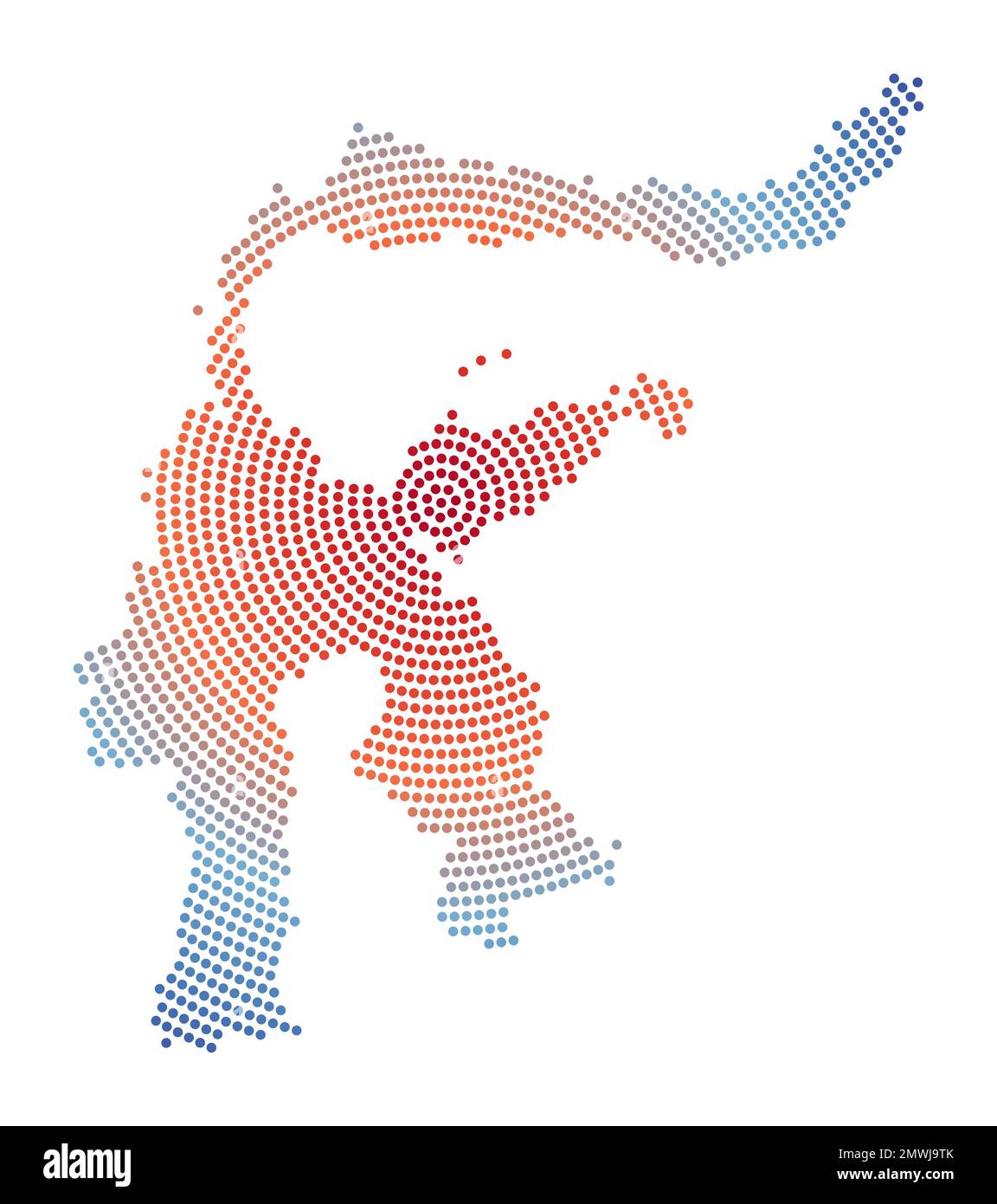 Mappa punteggiata di Sulawesi. Forma in stile digitale di Sulawesi. Icona tecnologica dell'isola con punti graduati. Eccezionale illustrazione vettoriale. Illustrazione Vettoriale