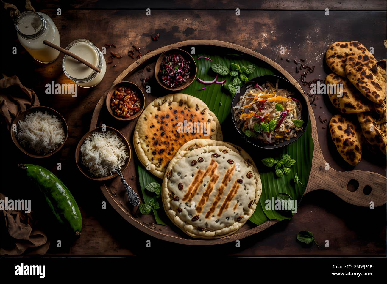 Deliziosi sapori dell'America Latina con la nostra collezione di fotografia alimentare Pupusas. Immagini di alta qualità mostrano questo cibo di strada tradizionale in tutto il suo Foto Stock