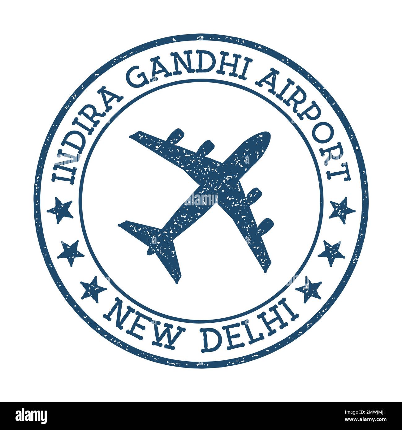 Logo Indira Gandhi Airport New Delhi. Illustrazione del vettore del timbro AirPort. Aeroporto di New Delhi. Illustrazione Vettoriale