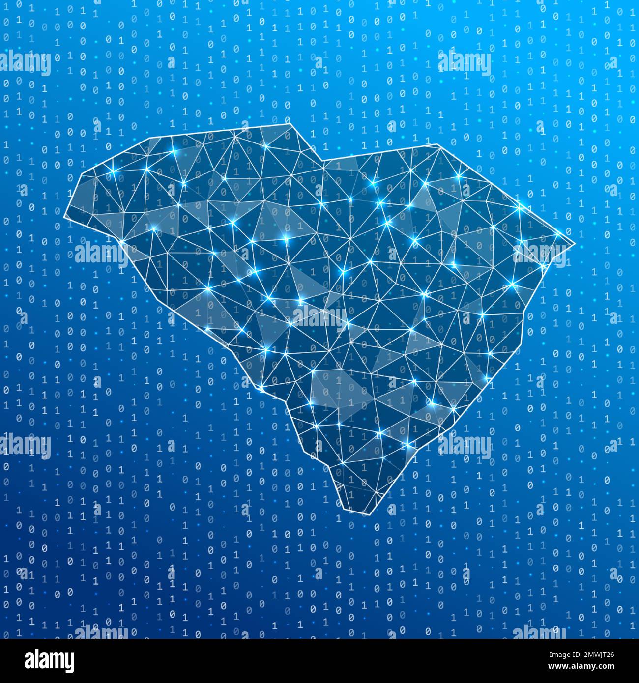 Mappa della rete della Carolina del Sud. Mappa delle connessioni digitali dello stato DEGLI STATI UNITI. Tecnologia, Internet, rete, concetto di telecomunicazione. Illustrazione vettoriale. Illustrazione Vettoriale