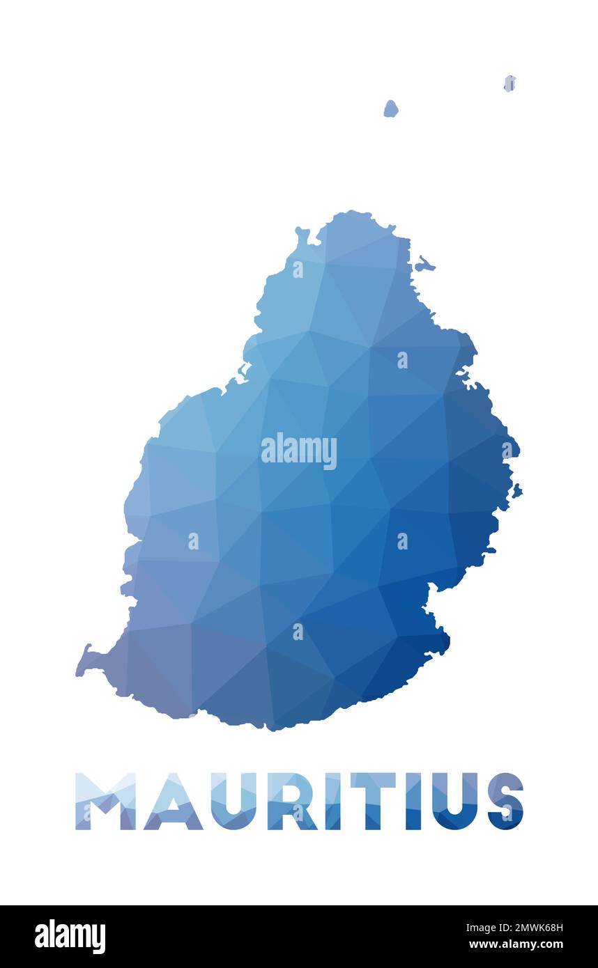 Bassa mappa poly di Mauritius. Illustrazione geometrica dell'isola. Mappa poligonale di Mauritius. Tecnologia, Internet, concetto di rete. Illustrazione vettoriale. Illustrazione Vettoriale