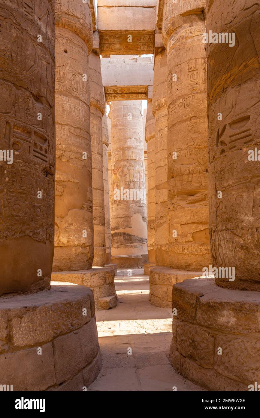 Tempio di Karnak all'alba, Luxor, Egitto Foto Stock