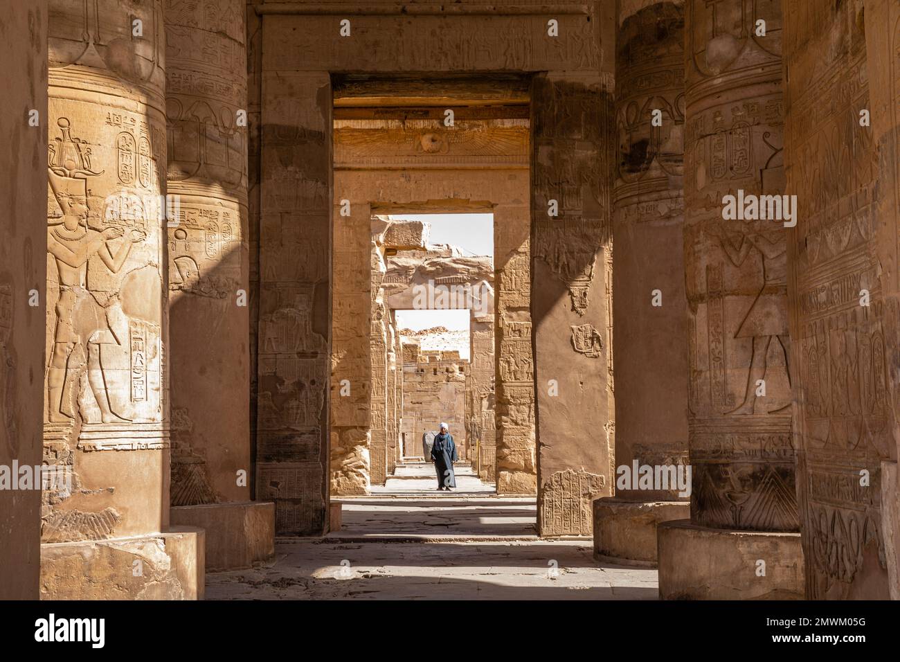 Guardia del tempio al tempio di Kom Ombo, Assuan, Egitto Foto Stock