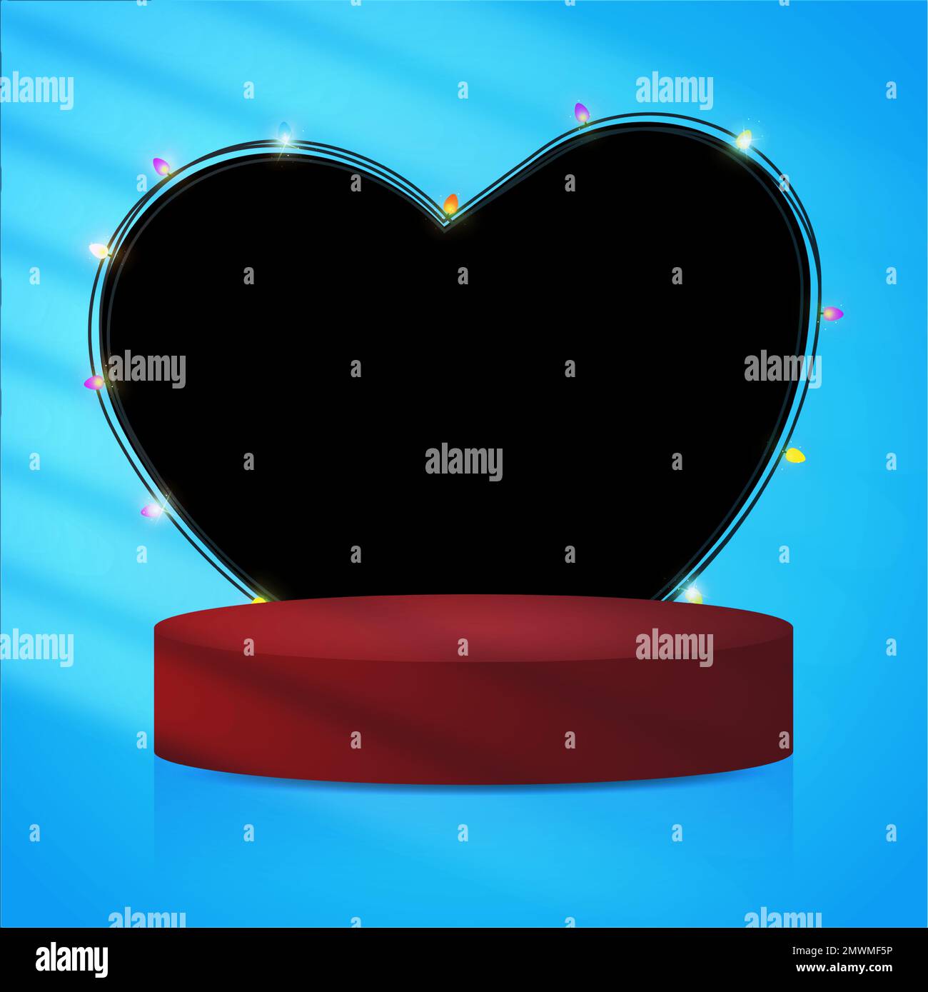 Buon San Valentino sfondo. Cuori grandi con luce e forma 3D per la presentazione del prodotto. Illustrazione vettoriale per sito web, poster, annunci, c Illustrazione Vettoriale