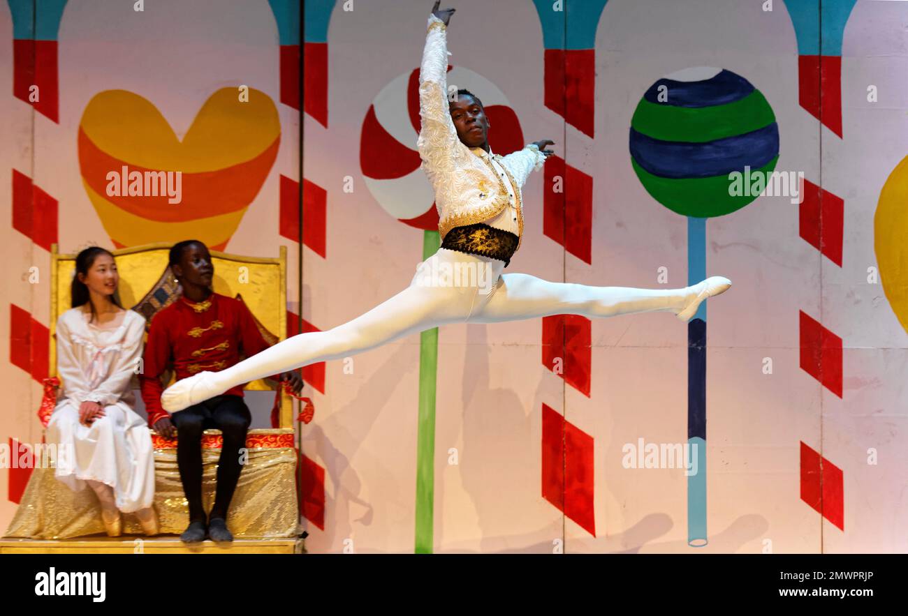 In this photo taken Friday, Dec. 9, 2016, Kenyan ballet dancer Joel