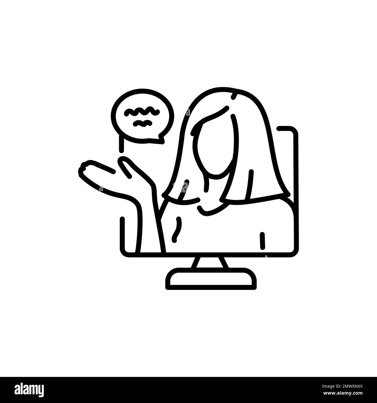 Business donna online meeting icona a colori. Imprenditrice femminile. Pittogramma per pagina web, app mobile, promo. Illustrazione Vettoriale