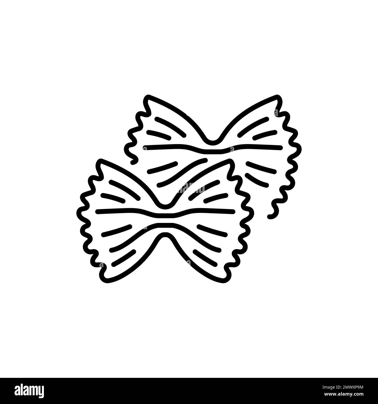 Icona linea colore pasta FARFALLE. Cucina italiana. Prodotti di farina Illustrazione Vettoriale