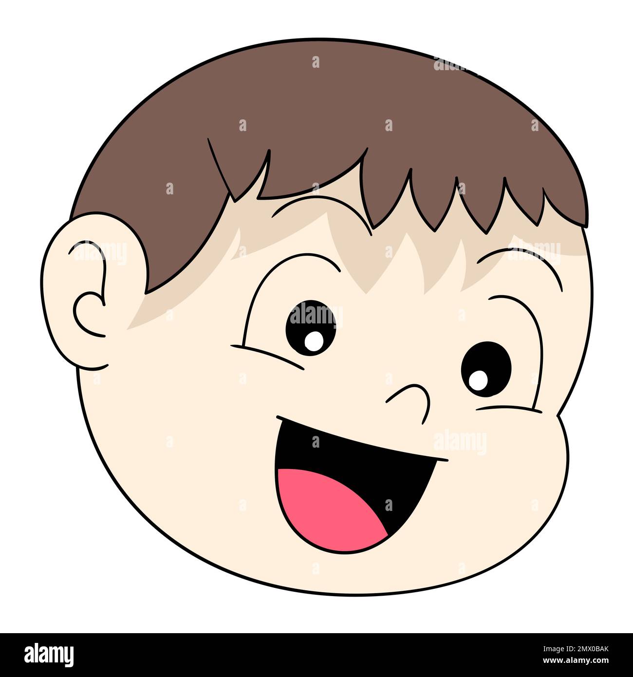 la testa del ragazzo esprimeva una felice risata. disegno vettoriale Illustrazione Vettoriale