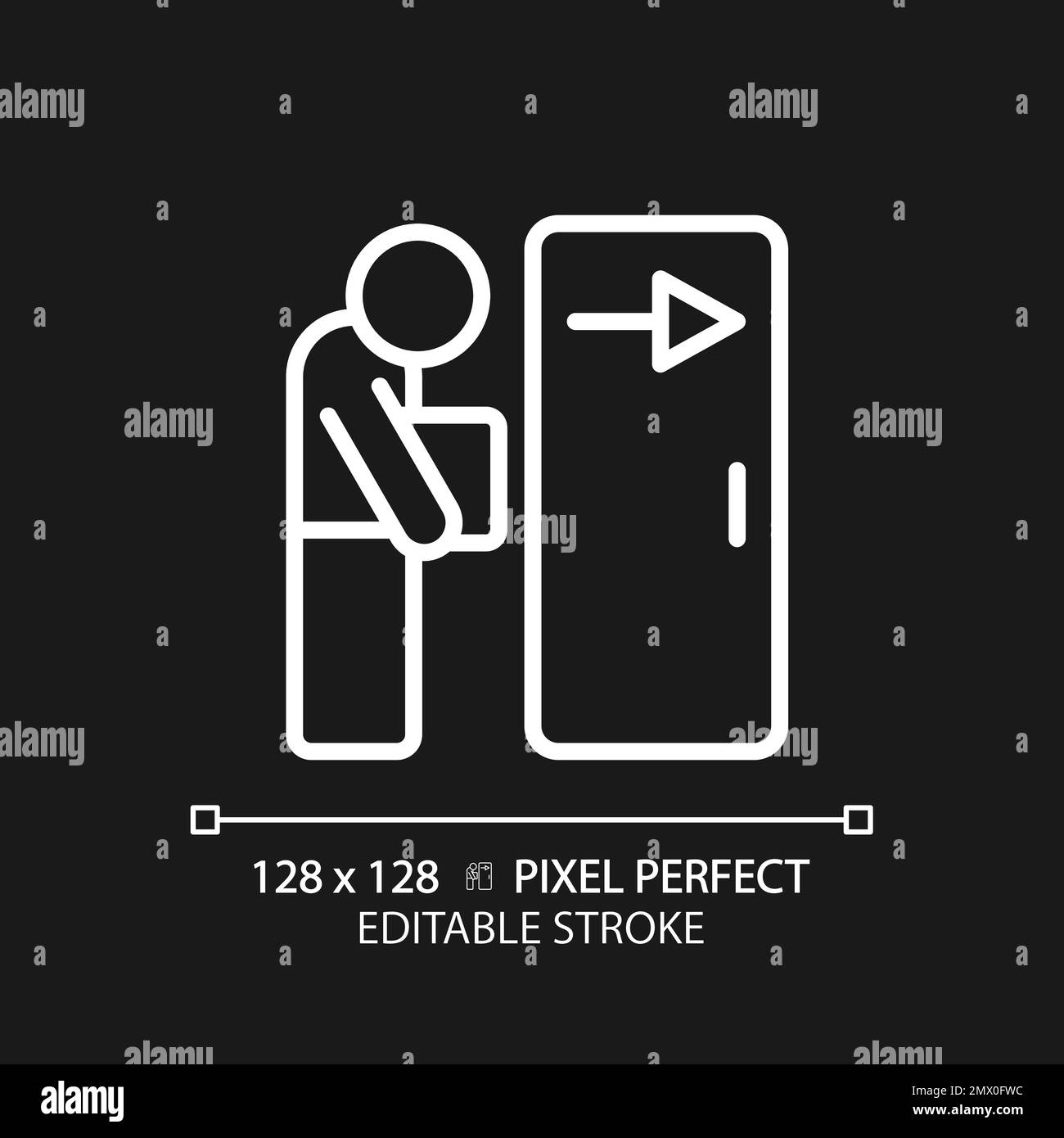 Icona lineare bianca perfetta per il tema scuro Illustrazione Vettoriale