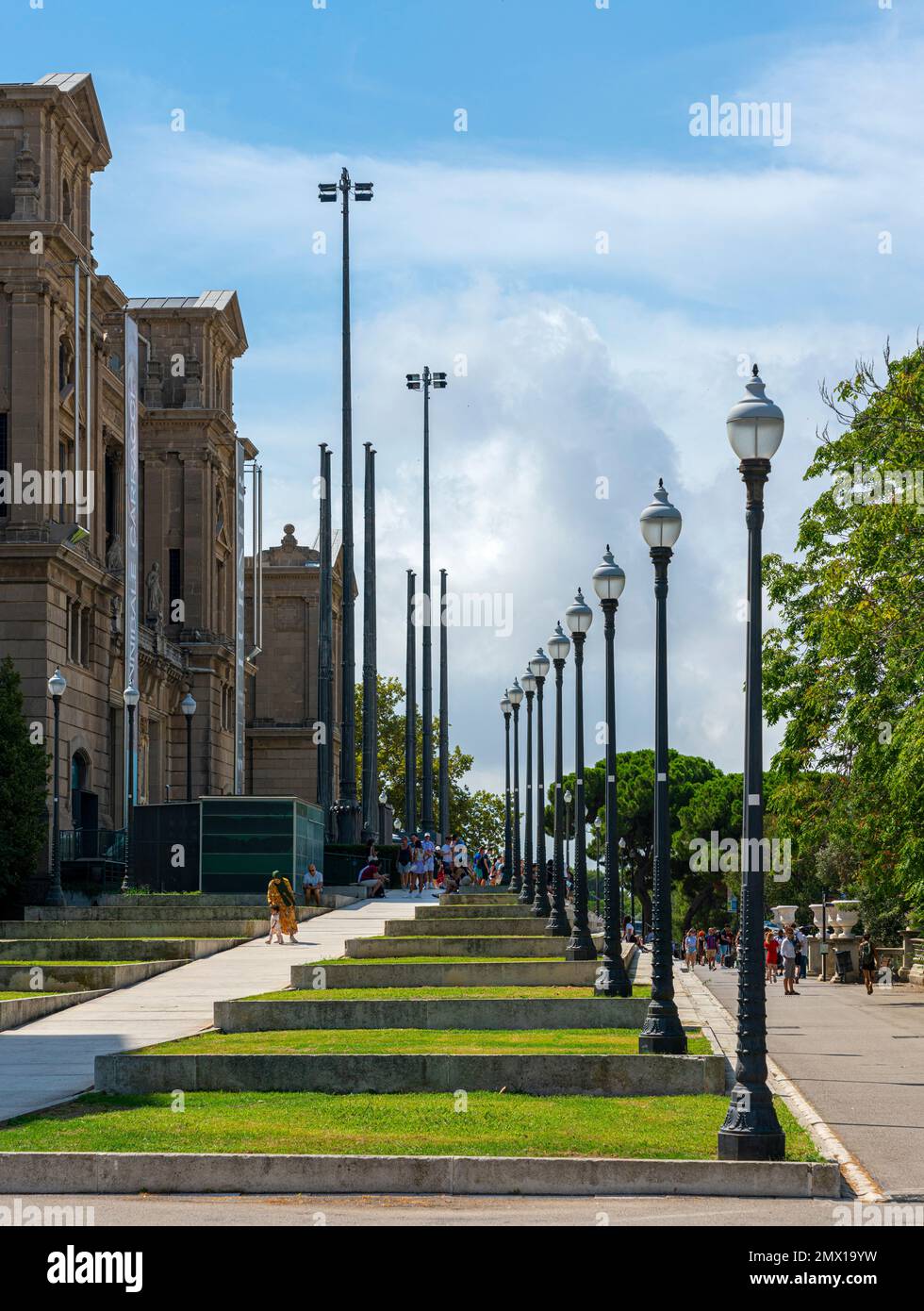 Il Parco al Palau Nacional, Barcellona, Catalogna, Spagna Foto Stock