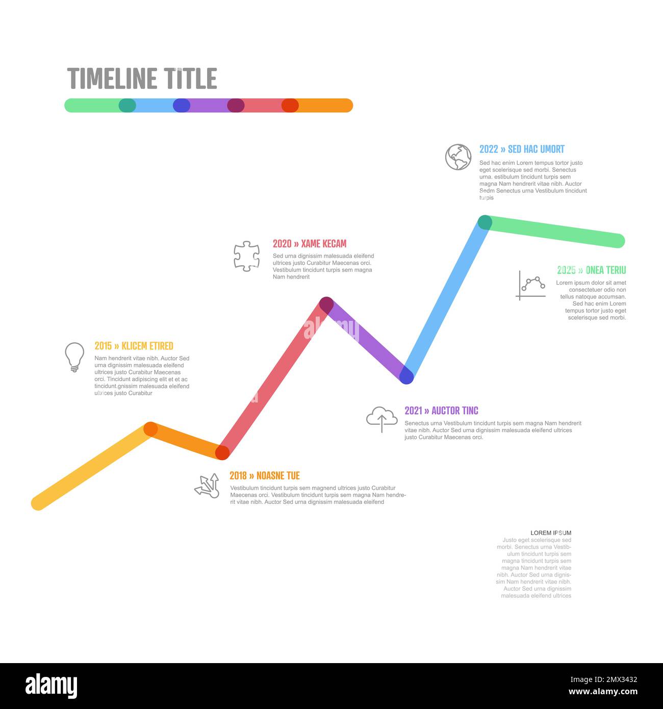 Crescita della linea spessa modello di diagramma timeline verticale infogrpahic con sfondo bianco. Semplice infografica multifunzione con curva grafica crescente Illustrazione Vettoriale