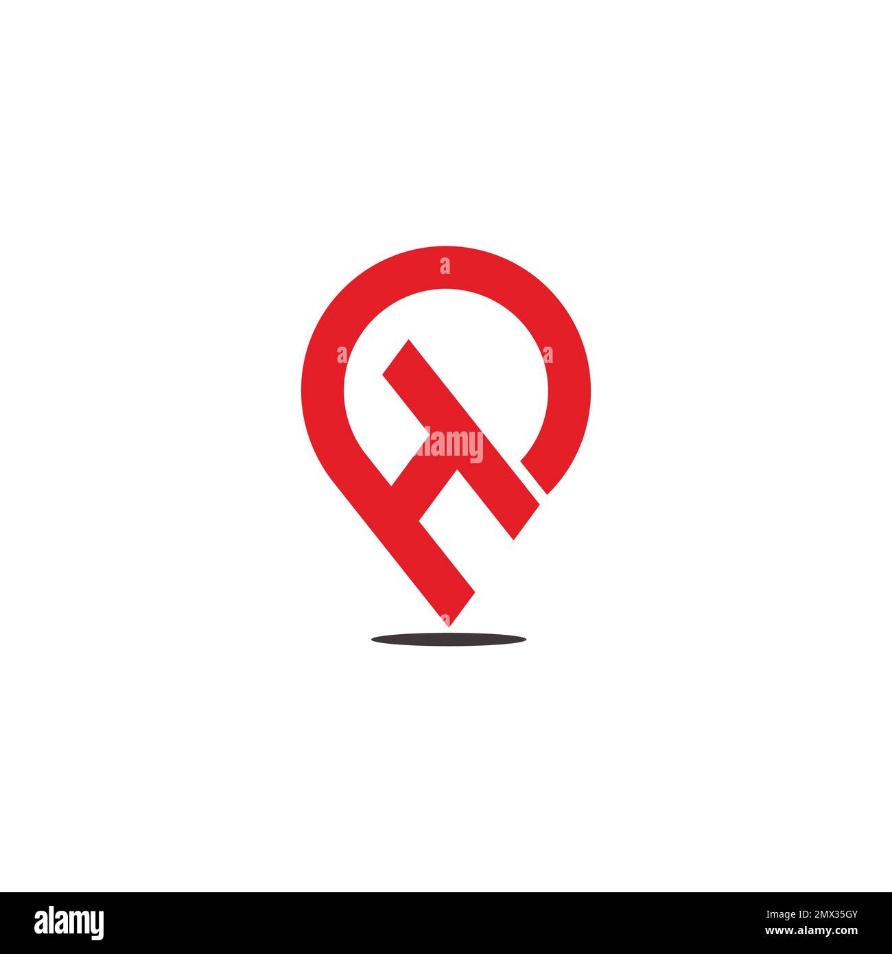lettera h d posizione pin vettore logo rosso Illustrazione Vettoriale